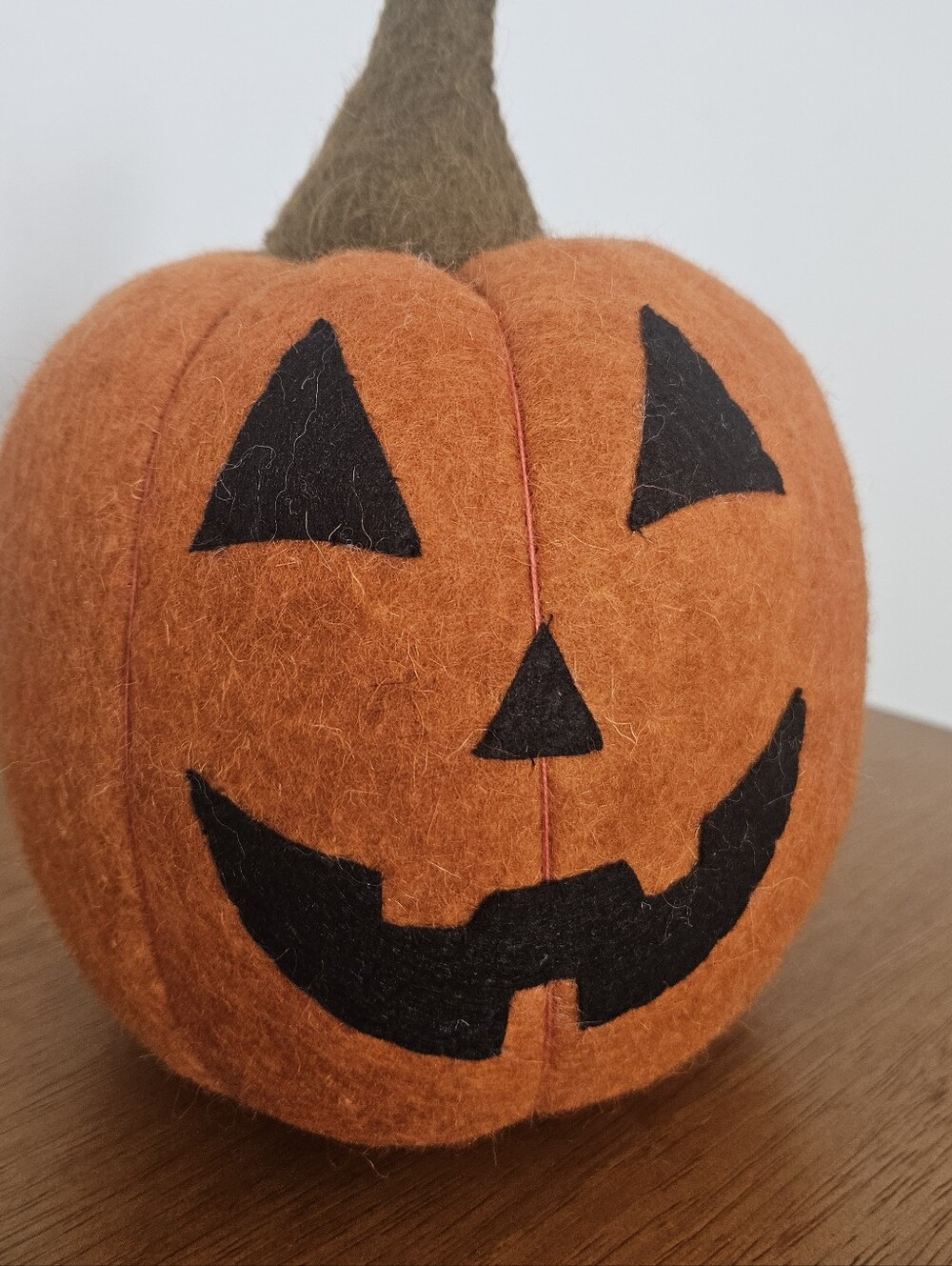 felt jack-o-lantern pumpkin plush throw pillow boho indie halloween decor - Picture 6 of 6